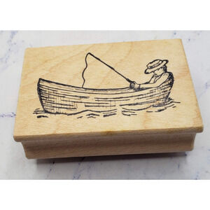 Lazy Days Fishing Great Impressions E312 Wood Mounted Rubber Stamp